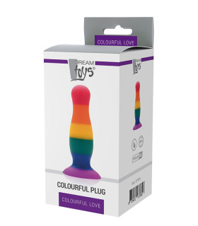 Анальная пробка Dream Toys Colourful Love на присоске, 13 х 3.4 см - No Taboo