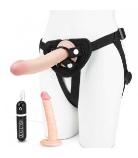 Страпон-комплект Lux Fetish с двумя вибронасадками, 15.5 см / 16.5 см - No Taboo