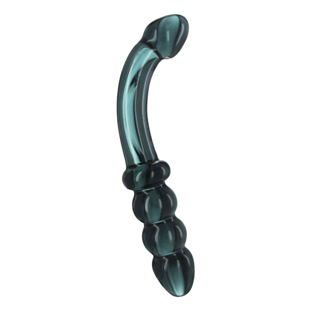 Фаллоимитатор двухсторонний Hamsa G-Spot / Prostate Dildo стеклянный, с виброкольцом в комплекте, серый фото №0 — секс игрушки: Украина, NO TABOO