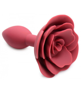 Анальная пробка силиконовая Booty Bloom Anal Plug с розой, красная, 10.6 см х 2.7 см - No Taboo