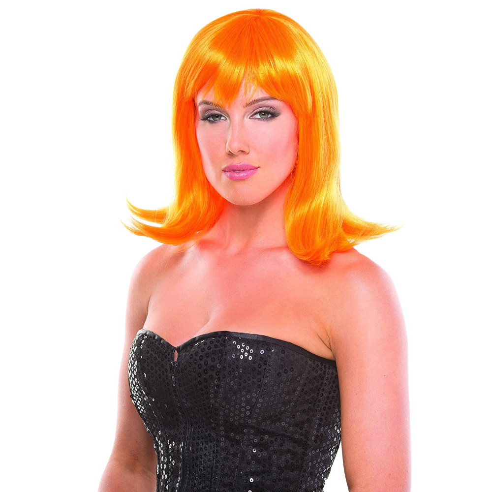 Парик с челкой Doll Wig средней длины, оранжевый, фото №0 — секс шоп Украина, NO TABOO