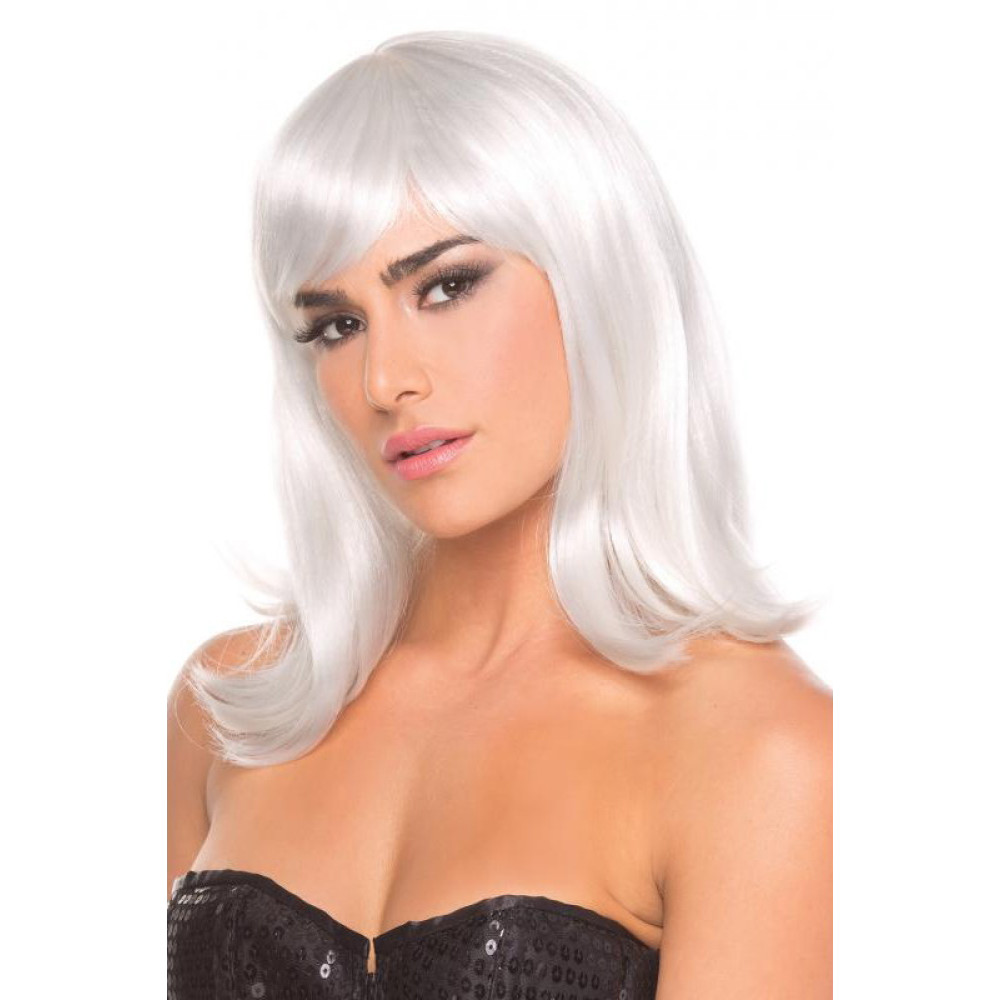 Парик с челкой Doll Wig средней длины, белый, фото №0 — секс шоп Украина, NO TABOO