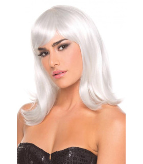 Парик с челкой Doll Wig средней длины, белый - No Taboo