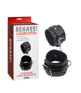 Поножи Chisa Luxury Fetish с металлической фурнитурой, черные, 35,5 см х 6,4 см - No Taboo