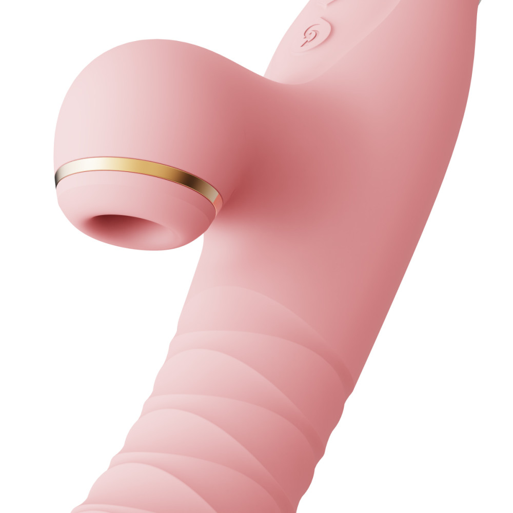 Вибратор с ротацией, фрикциями и вакуумной стимуляцией клитора Zalo Rose Rabbit Thruster розовый фото №3 — секс игрушки: Украина, NO TABOO