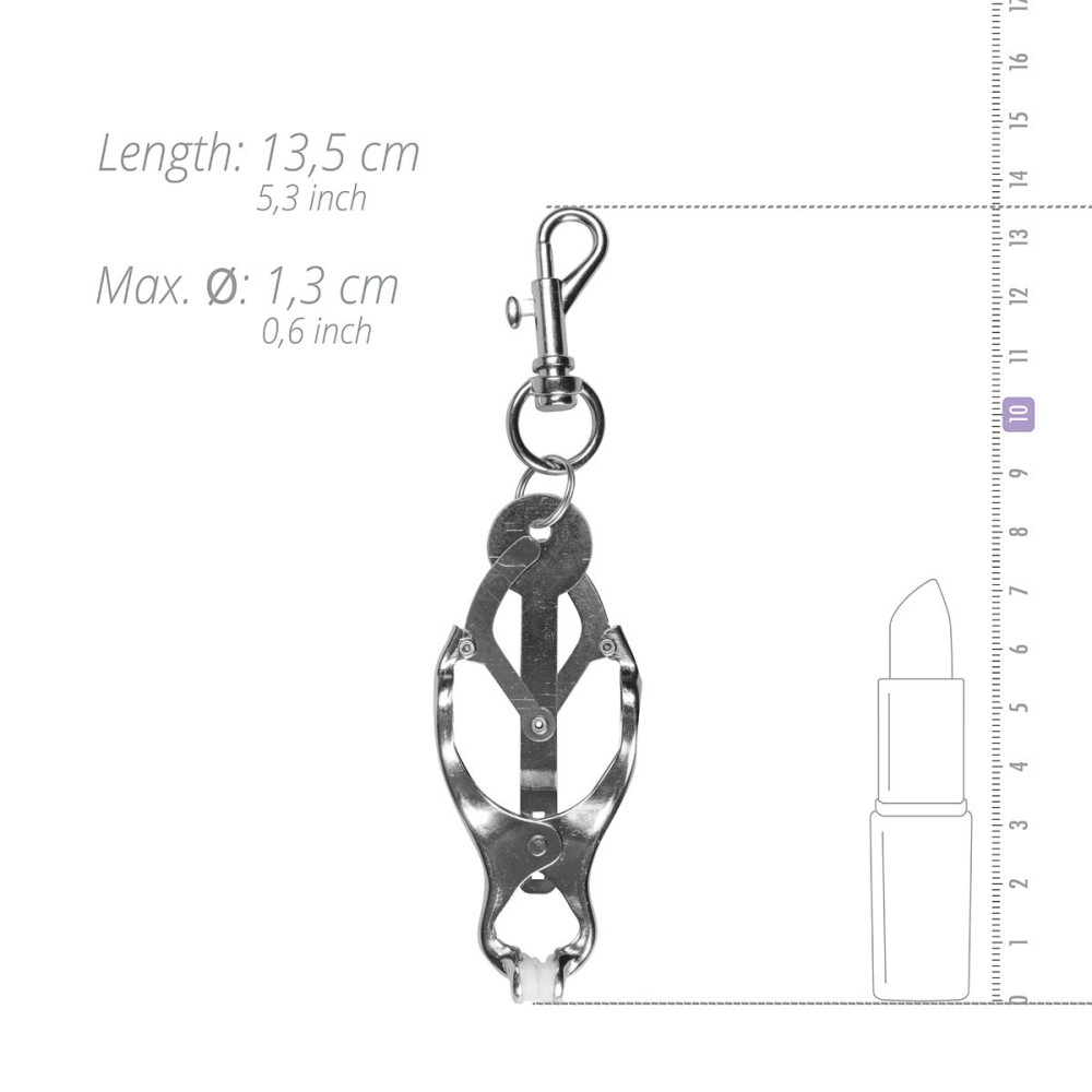 Зажимы-бабочки для сосков EasyToys металлические, 13.5 см, фото №4 — секс шоп Украина, NO TABOO