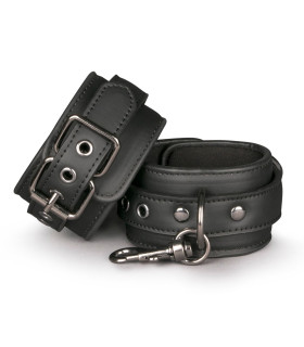 Наручники Easy Toys Faux Leather Handcuffs, чорні - No Taboo