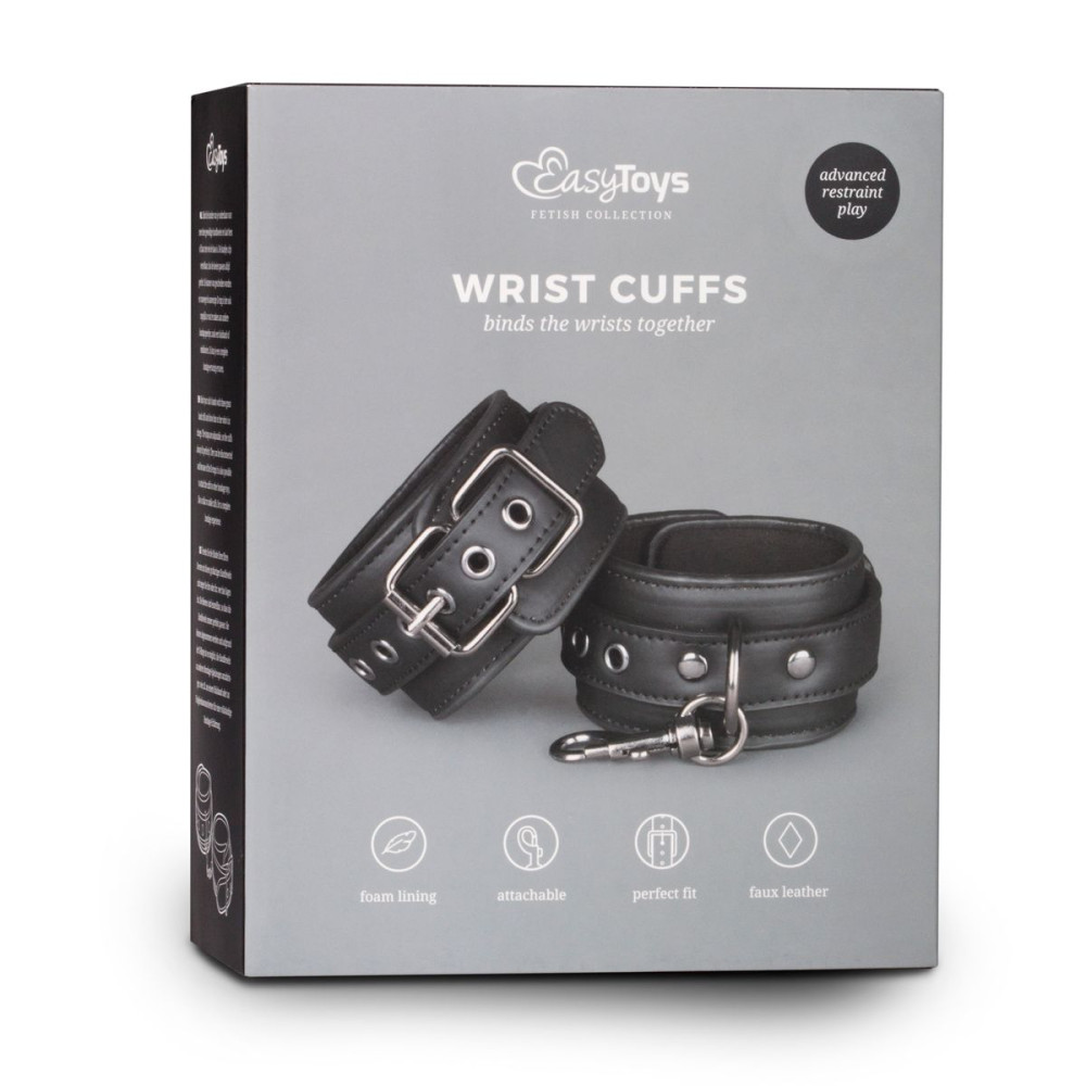 Наручники Easy Toys Faux Leather Handcuffs, черные, фото №3 — секс шоп Украина, NO TABOO