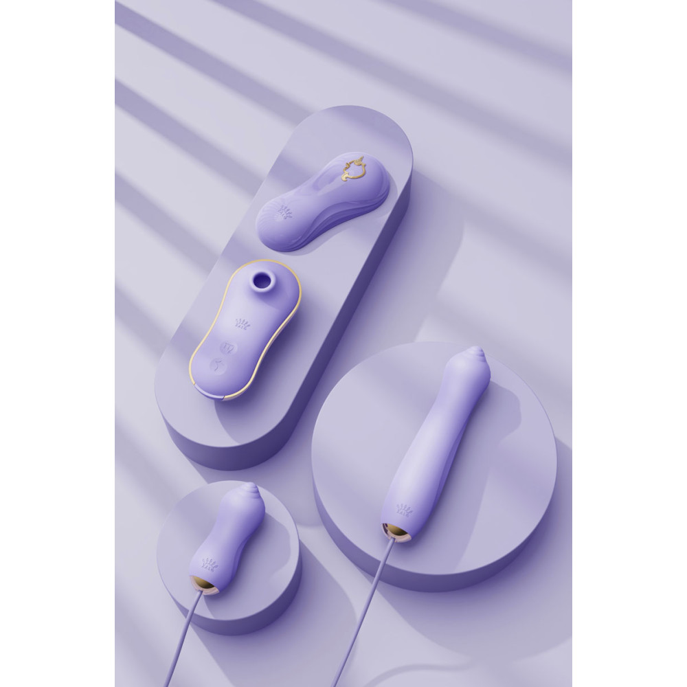 Набор Unicorn Zalo вакуумный стимулятор клитора, виброяйцо и пульсатор, фиолетовый фото №3 — секс игрушки: Украина, NO TABOO
