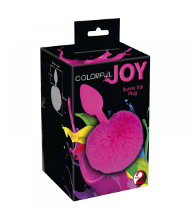 Анальная пробка силикон с хвостиком Colorful Joy Bunny Tail Plug, 13.5 см х 3 см - No Taboo