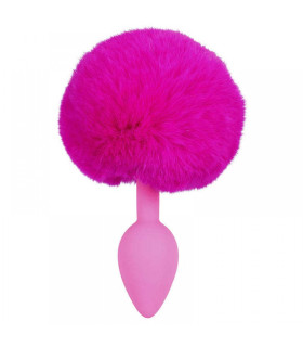Анальная пробка силикон с хвостиком Colorful Joy Bunny Tail Plug, 13.5 см х 3 см - No Taboo