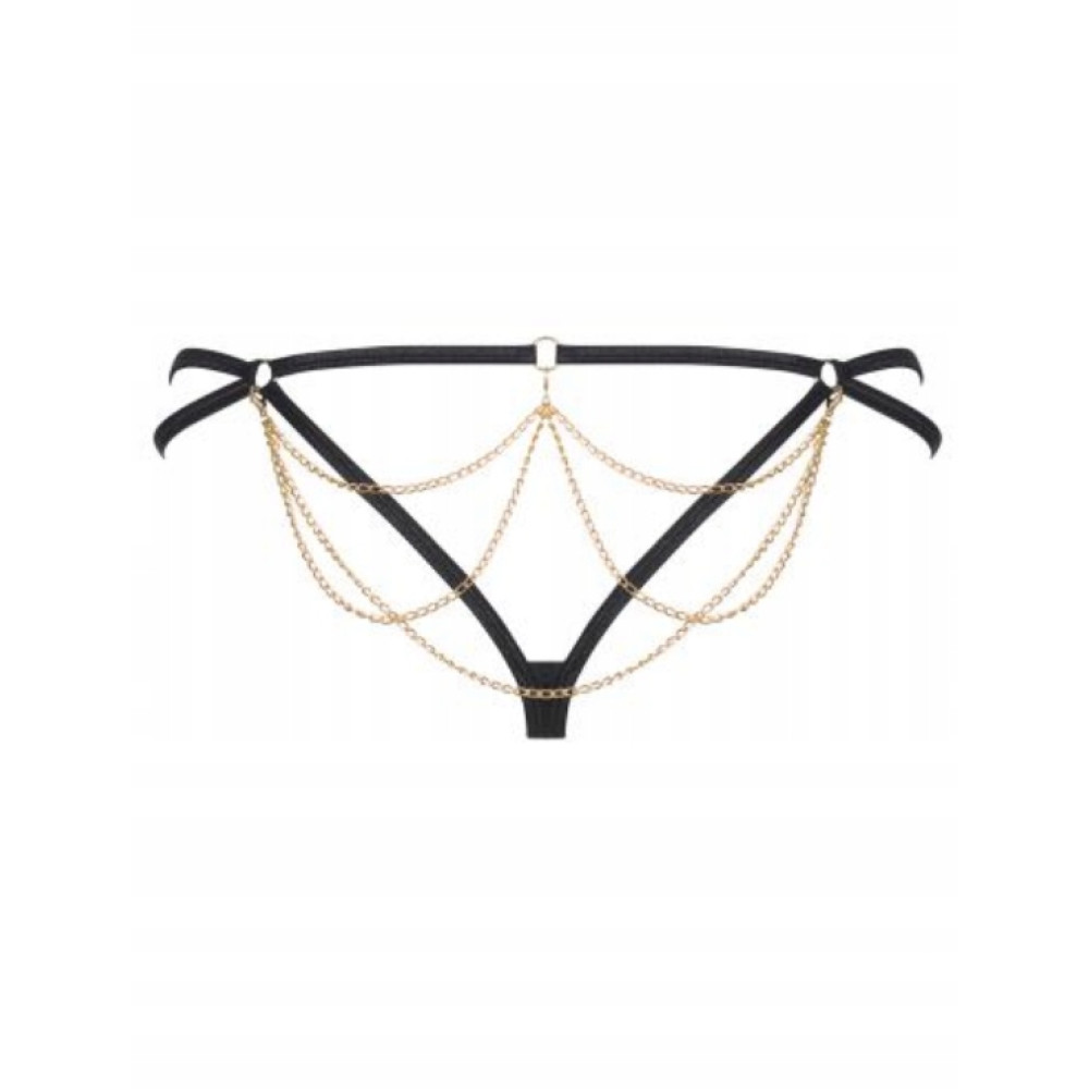 Трусики стринги с цепочками Obsessive Pantheria черные, L/XL, фото №6 — секс шоп Украина, NO TABOO