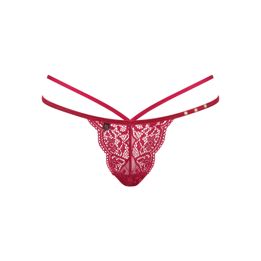 Сексуальные стринги Obsessive Ivetta кружевные, красные, S/M, фото №3 — секс шоп Украина, NO TABOO