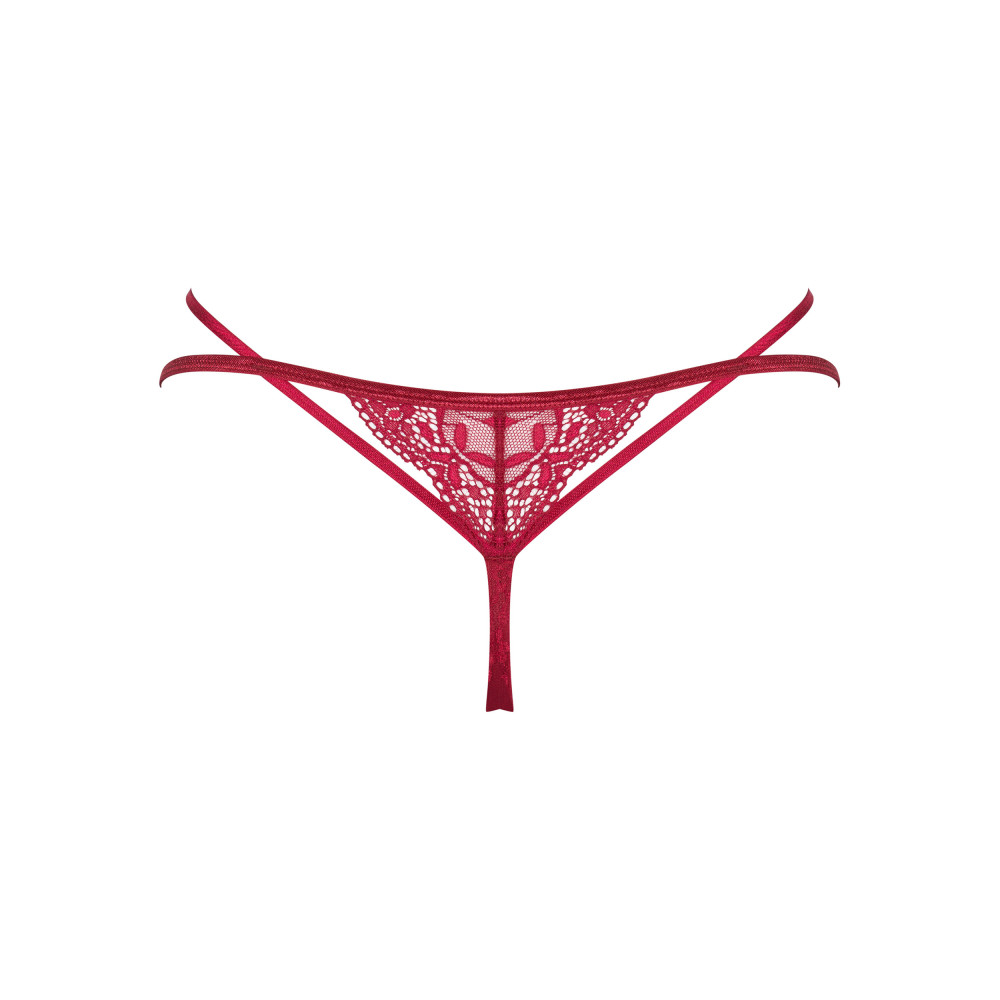 Сексуальные стринги Obsessive Ivetta кружевные, красные, S/M, фото №4 — секс шоп Украина, NO TABOO