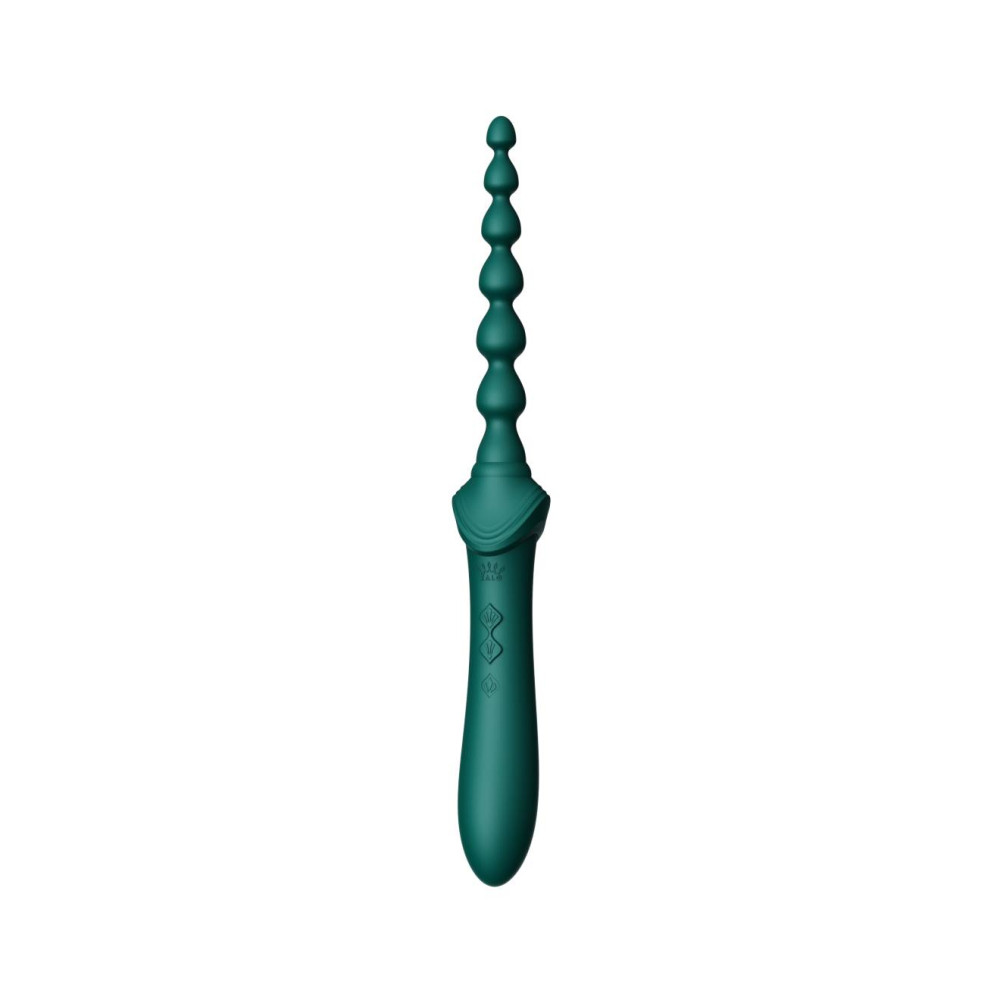 Вибратор двухсторонний универсальный ZALO BESS 2 Turquoise Green с 4 насадками и нагревом, зеленый фото №6 — секс игрушки: Украина, NO TABOO