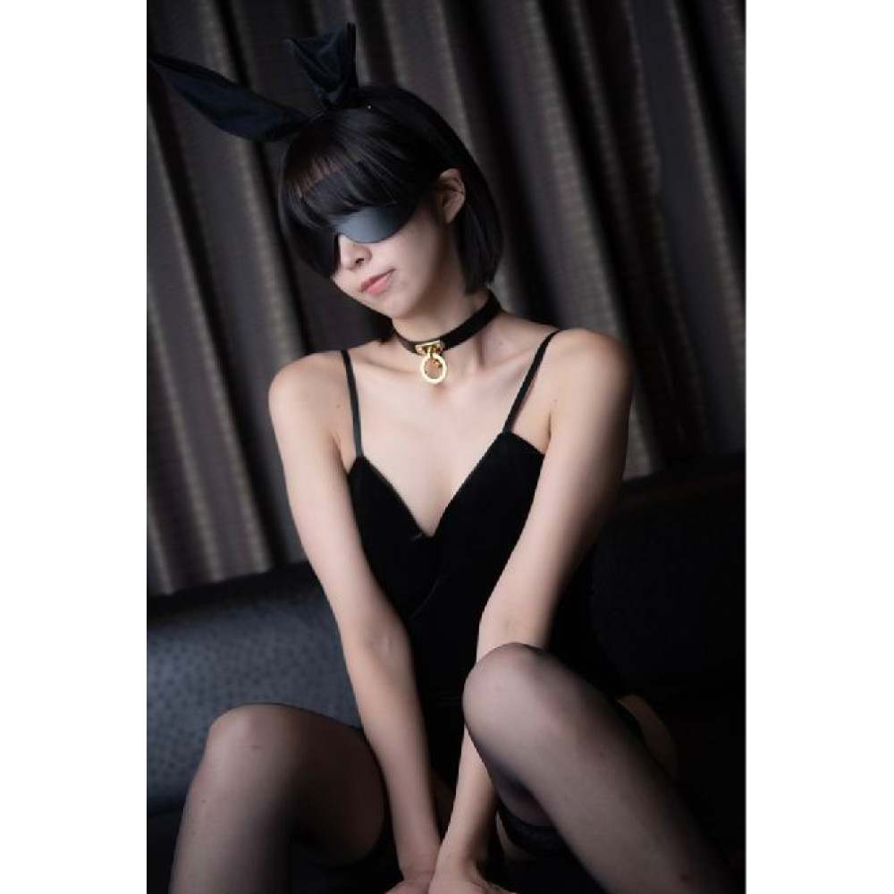Маска на глаза Blindfold UPKO c итальянской кожи, черная, фото №10 — секс шоп Украина, NO TABOO