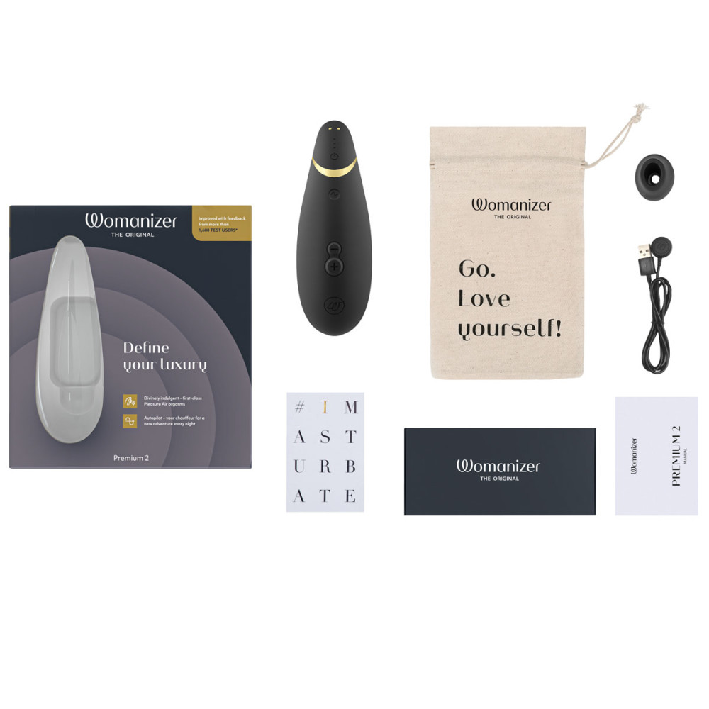Womanizer Premium 2 бесконтактный клиторальный стимулятор (Вуманайзер Премиум 2), черный фото №8 — секс игрушки: Украина, NO TABOO