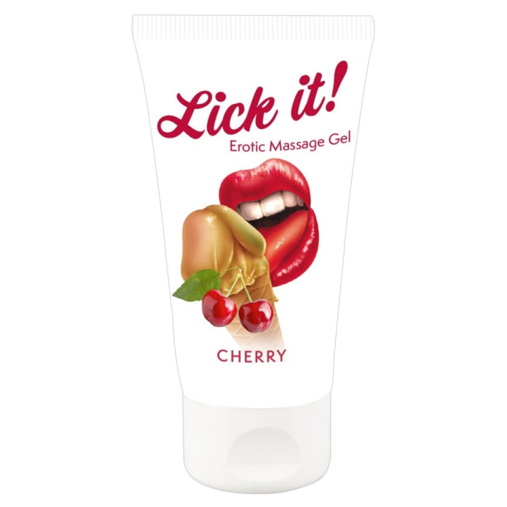 Массажный гель-лубрикант Lick It! Cherry со вкусом вишни, 50 мл, фото №0 — секс шоп Украина, NO TABOO