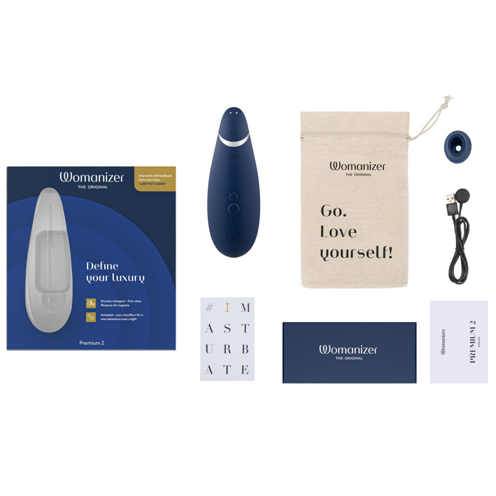 Womanizer Premium 2 бесконтактный клиторальный стимулятор (Вуманайзер Премиум 2), синий фото №14 — секс игрушки: Украина, NO TABOO