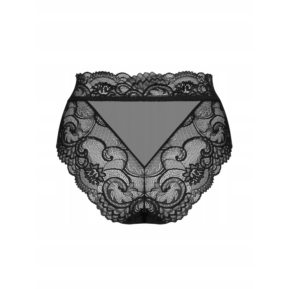 Трусики кружевные Obsessive Elizenes высокие, черные, L|XL, фото №8 — секс шоп Украина, NO TABOO