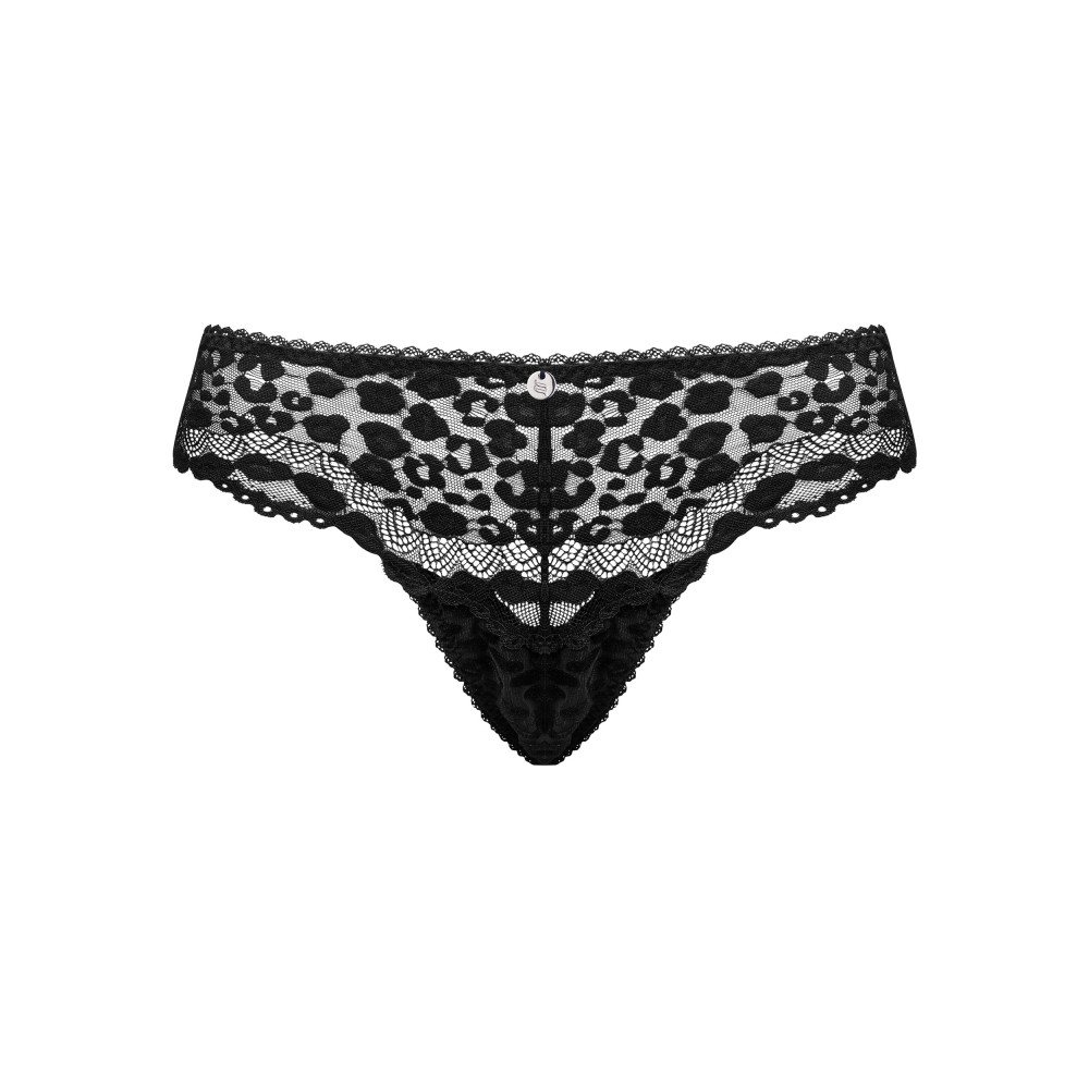 Трусики стринги Obsessive Giully кружевные, черные, S/M, фото №5 — секс шоп Украина, NO TABOO