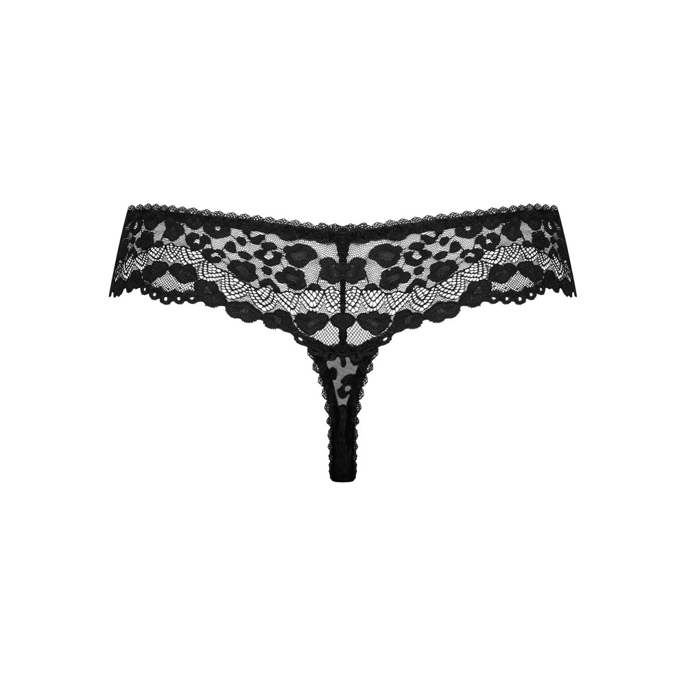 Трусики стринги Obsessive Giully кружевные, черные, S/M, фото №6 — секс шоп Украина, NO TABOO