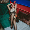 Сексуальный костюм зайки UPKO Bunny Girl Bodysuit с открытой грудью, черный, М, фото №14 — секс шоп Украина, NO TABOO