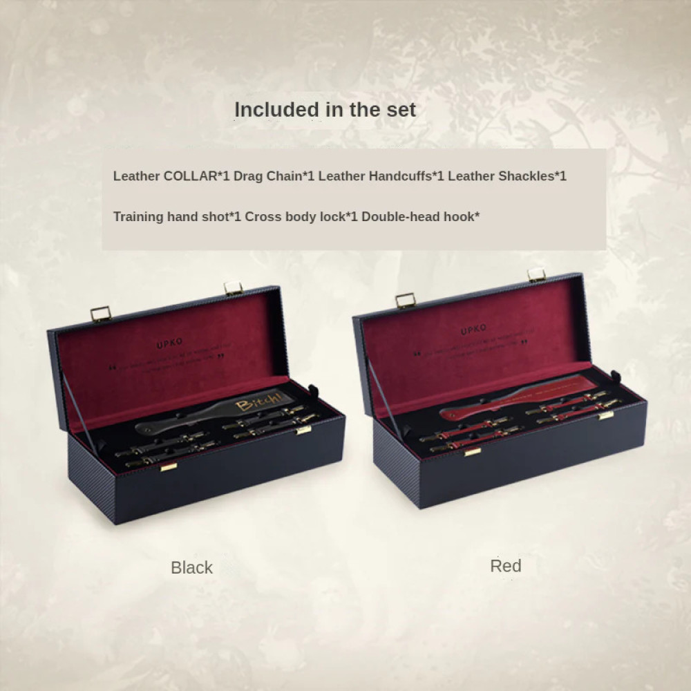 Чемодан ваших тайных желаний UPKO Kinky Tools Set итальянская кожа, черный, фото №23 — секс шоп Украина, NO TABOO