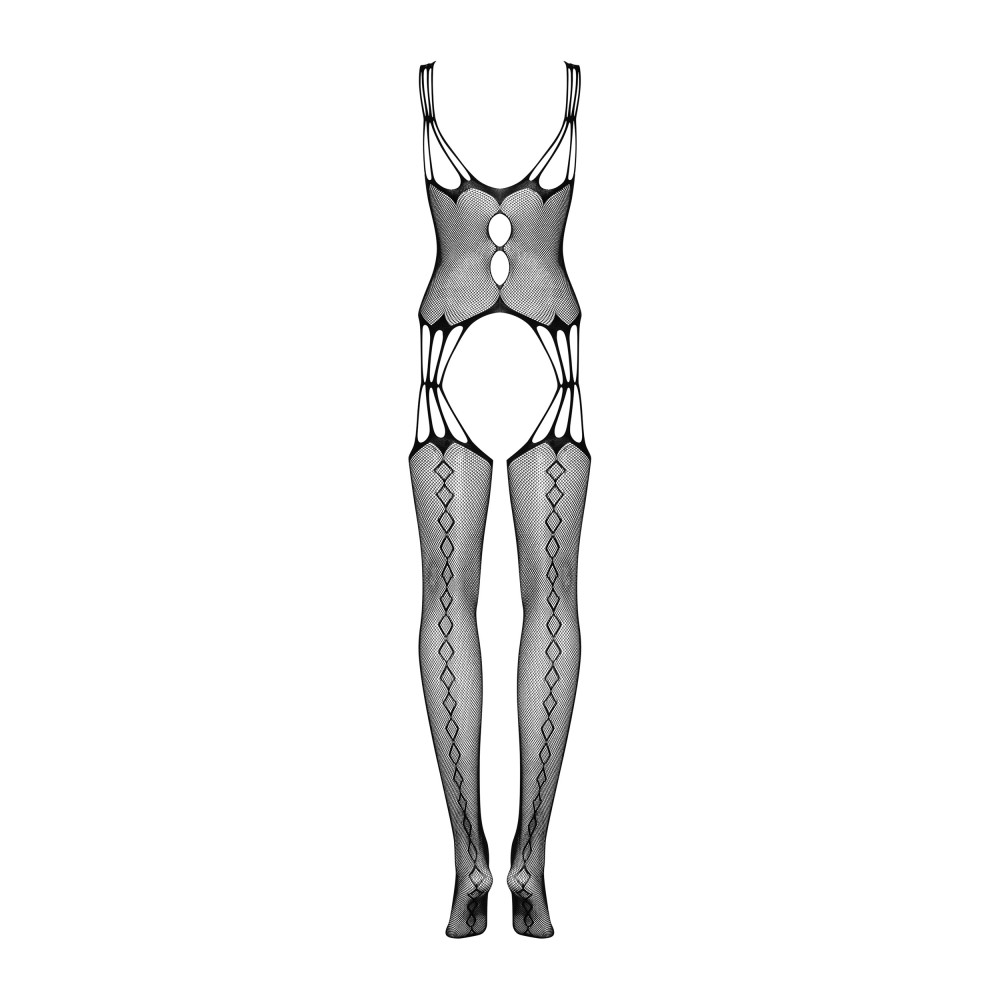 Комбинезон в сеточку Obsessive G321 с имитацией чулок, черный, S/M/L, фото №6 — секс шоп Украина, NO TABOO