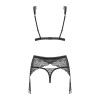 Комплект кружевной с поясом для чулок Obsessive Firella 3 предмета, черный, S/M, фото №6 — секс шоп Украина, NO TABOO