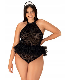 Костюм эротической горничной Obsessive Frilles 3 предмета, L/XL - No Taboo