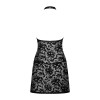 Сорочка з трусиками Obsessive Softily с узором и застежкой на шее, черная, L|XL, фото №5 — секс шоп Украина, NO TABOO