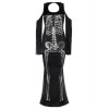 Платье макси Leg Avenue Skeleton, S/M, с принтом скелета и боковым вырезом, черное, фото №3 — секс шоп Украина, NO TABOO