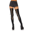 Чулки со шнуровкой Leg Avenue Wetlook, черные, M/L, фото №2 — секс шоп Украина, NO TABOO