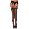 Чулки с бантиком Leg Avenue Sheer Thigh Highs, черные, O/S, фото №1 — секс шоп Украина, NO TABOO