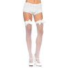 Чулки с бантиком Leg Avenue Sheer Thigh Highs, белые, O/S, фото №1 — секс шоп Украина, NO TABOO