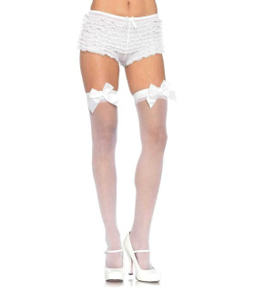 Чулки с бантиком Leg Avenue Sheer Thigh Highs, белые, O/S - No Taboo