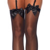 Чулки с бантиком Leg Avenue Sheer Thigh Highs, черные, O/S, фото №2 — секс шоп Украина, NO TABOO