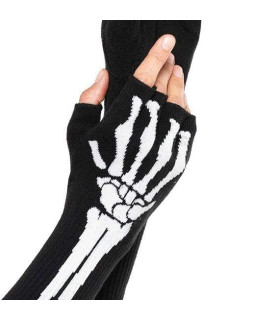 Перчатки без пальцев Leg Avenue Skeleton Fingerless Gloves, черные, O/S - No Taboo