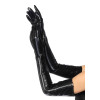 Перчатки с молнией Leg Avenue Wet Look выше локтя, черные, O/S, фото №1 — секс шоп Украина, NO TABOO