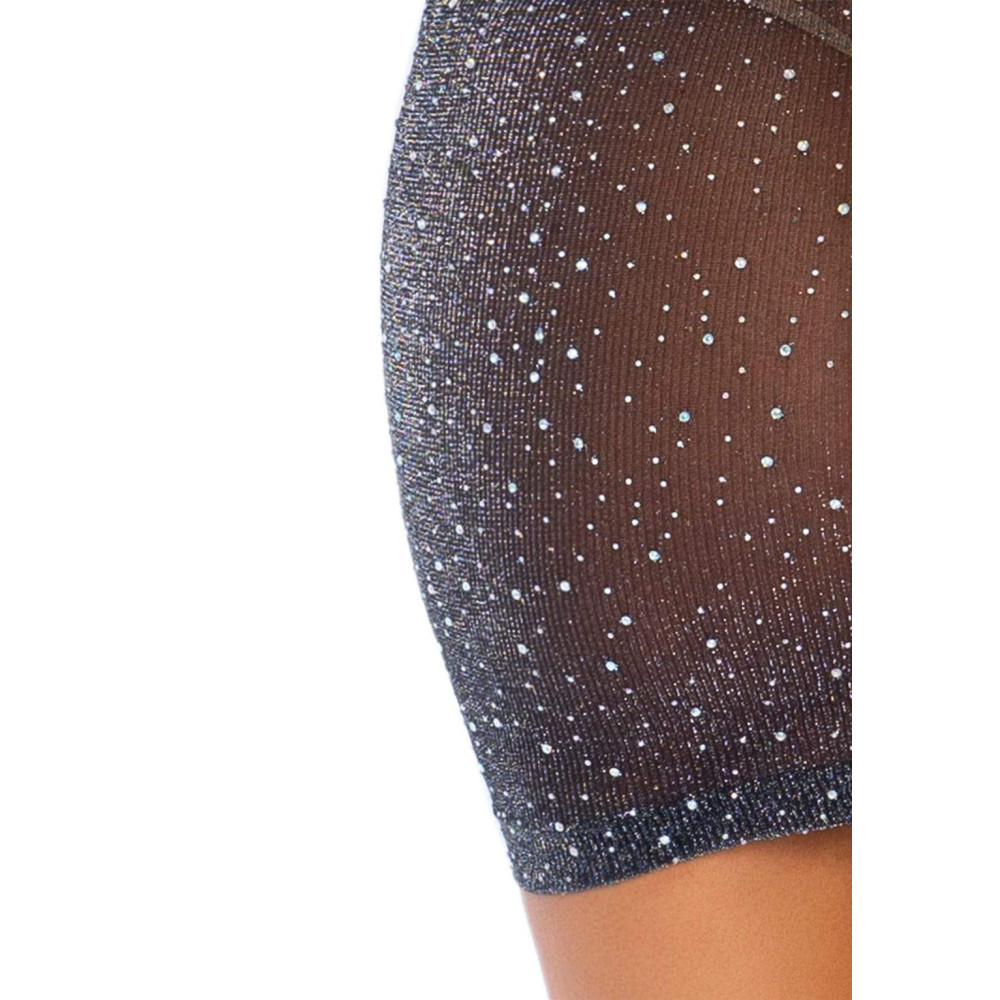 Платье со стразами Leg Avenue Rhinestone полупрозрачное, черное, O/S, фото №6 — секс шоп Украина, NO TABOO