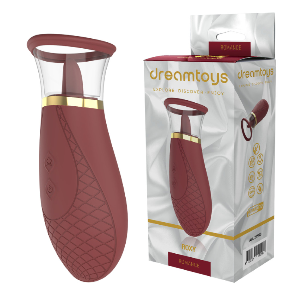 Вакуумный стимуляторс язычком Dream Toys Romance Roxy для сосков и клитора, бордовый фото №0 — секс игрушки: Украина, NO TABOO