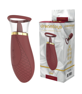 Вакуумный стимуляторс язычком Dream Toys Romance Roxy для сосков и клитора, бордовый - No Taboo