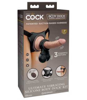 Комлект страпон с вибрацией Pipedream King Cock Elite, 21 см х 3.5 см, с пультом, 3 предмета - No Taboo