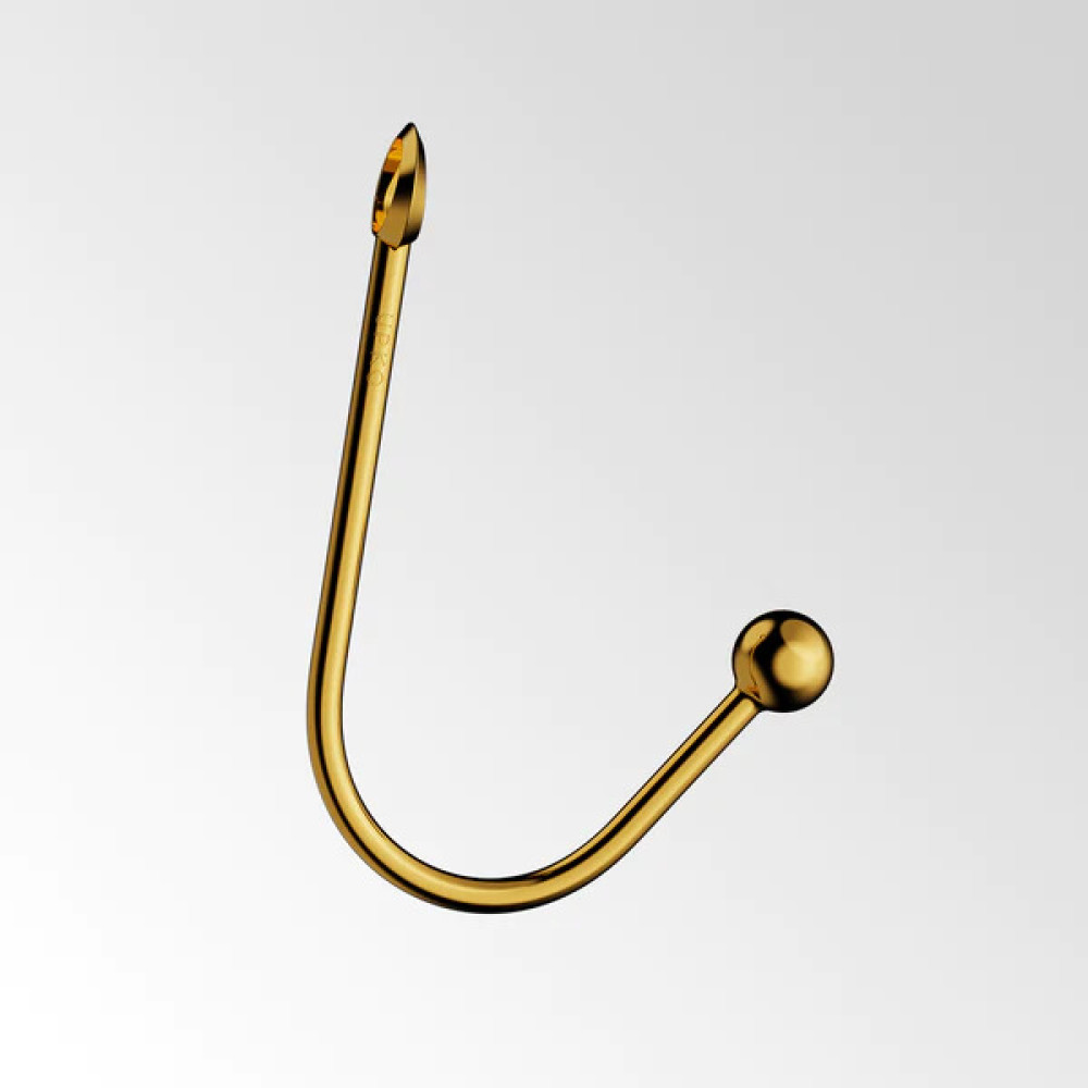 Вагинальный / анальный крюк UPKO Hook золотой, с шариком на конце и кольцом для фиксации, фото №2 — секс шоп Украина, NO TABOO