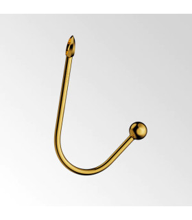 Вагинальный / анальный крюк UPKO Hook золотой, с шариком на конце и кольцом для фиксации - No Taboo