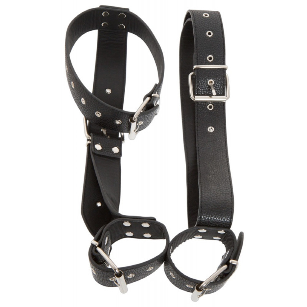 Система для фиксации Bad Kitty Neck and Hand Restraints, черного цвета, фото №2 — секс шоп Украина, NO TABOO