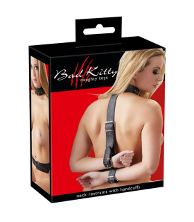 Система для фиксации Bad Kitty Neck and Hand Restraints, черного цвета - No Taboo