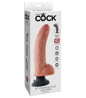 Вибратор с хребтом King Cock, 22.9 см х 5.3 см, реалистичный со съёмной присоской, беж - No Taboo