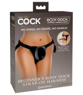 Крепление для страпона вакуумное Pipedream King Cock Elite Body Dock на ремнях, 8.6 см, черное - No Taboo